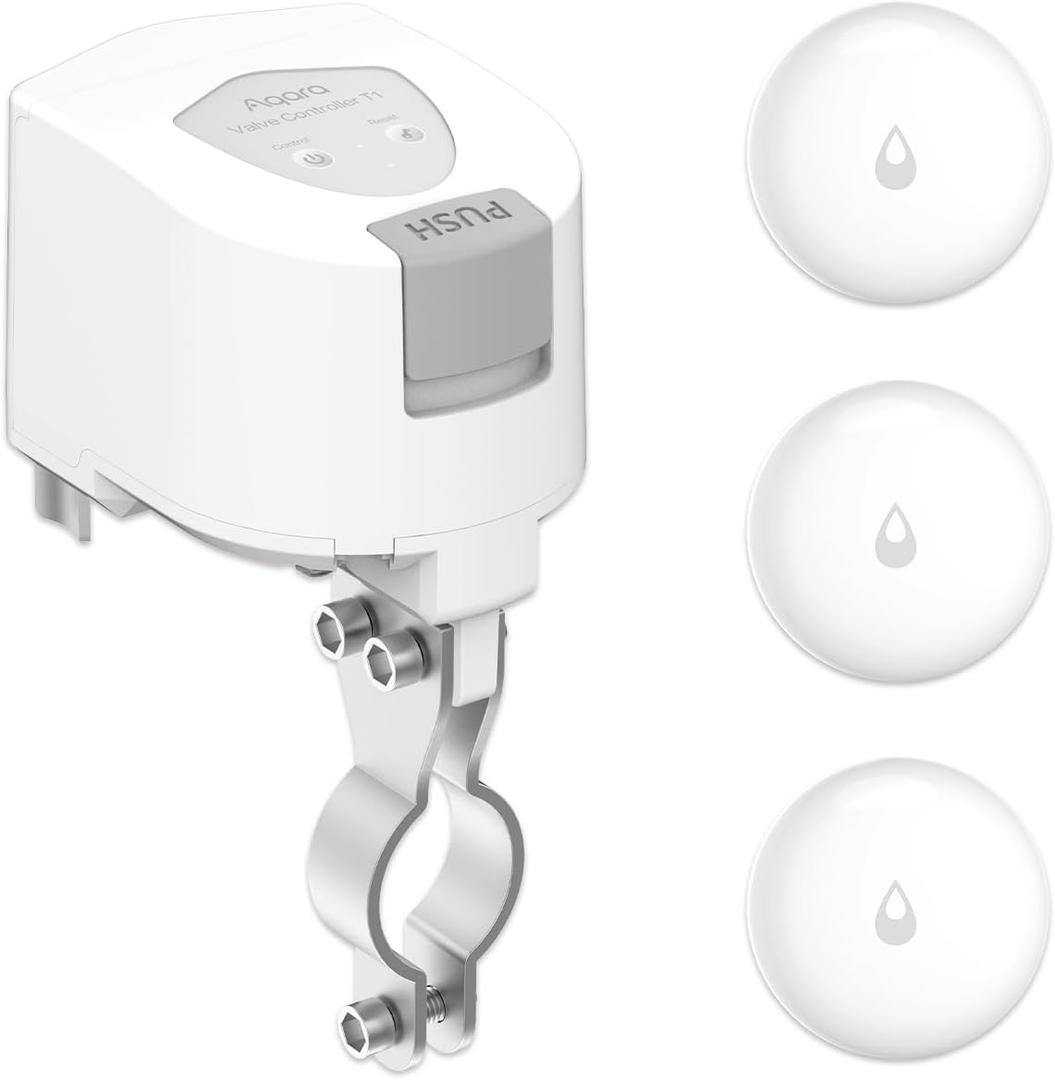 Aqara Water Leak Sensor 3 Pack and Smart Valve Controller T1 Kits,Supports App Remote Control Shutoff and Notifications,Works with HomeKit,Alexa,Google,IFTTT