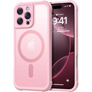 Thomo Magnetic for iPhone 16 Pro Max Case, [Full Camera Protection] [Compatible with Magsafe] Military-Grade Shockproof, Anti-Fingerprint Translucent Matte Phone Case,Pink