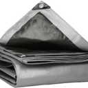 20'x30' Ft Heavy Duty Tarp, 12 Mil Thick, Waterproof, Tear & Fade Resistant, High Durability, UV Treated, Grommets Every 34 Inches. (Silver/Black - Reversible)