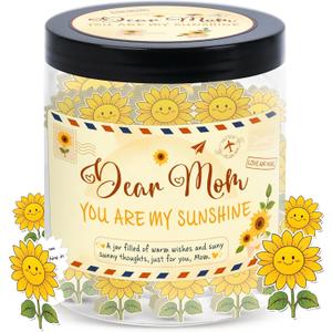 Positive Sunflower Jar with 60 Affirmation Cards, Uplifting Motivation Jar For Mom, Encouraging Sunflower Gifts For Mom Women, Emotional Support Gift, Funny Desk Decor, Gifts for Coworkers Women