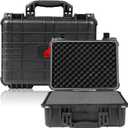Jack Boss 16x 12.8x 6.8 Inch Hard Case, Portable Weather Waterproof Protective Camera Case with Customizable Foam, Fit Use of Drones, Camera, Equipments, Black