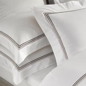 White Pillow Shams King Size Set of 2, 100% Cotton Luxury Hotel 3-Lines Embroidered Pillowcases, 400TC Sateen Weave Decorative Pillow Cases with Envelope Closure for Bedding, 20x36 Inches