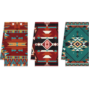 3 Pack Southwestern Kitchen Towels Boho Aztec Theme Dishtowels Decorative Native American Hand Tea Towels for Absorbent Kitchen Decor with Hanging Loop for Room Home Housewarming Gift