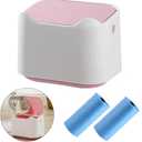 Cat Litter Trash Can Mini Countertop Trash Can with Press Type Lid Cat Poop Trash Can Includes 60 Refill Bags