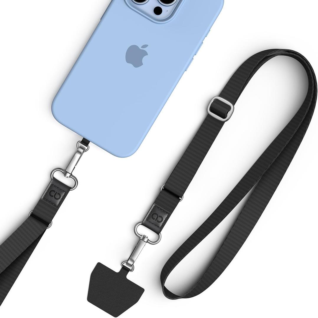 Lamicall Cell Phone Lanyard Crossbody 2 Pack - Adjustable Thicker Soft-Touch Strap with 2 Patches, Anti Theft Neck Lanyard with Large Zinc Alloy Swivel Hook for iPhone 17 16 15 Pro Max, Mom Gift