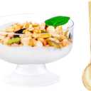 WDF 7oz Clear Dessert Cups Disposable - 96 Pack Dessert Cups With Mini Gold Spoons Plastic Parfait Cups Medium to Large 48 Ice Cream Plastic Cups & 48 Gold Tasting Spoons for Party & Thanksgiving