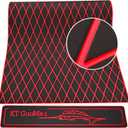 94.5" 37.8" EVA Foam Boat Decking Sheet Faux Teak Decking Self-Adhesive Marine Yacht RV Swimming Pool Boat Flooring Motorboat Non-Skid (Dark Gray and Red Stripes)