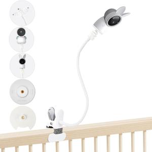 Baby Monitor Mount Holder Compatible with ARENTI 2K Alnanny A4/D3 and Other Baby Monitor Cameras with 1/4" Threaded Hole, 16 inches Flexible Clip Mount, Baby Camera Mount Without Tools (Cream)