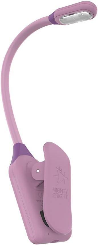 Mighty Bright The Original WonderFlex Book Light, Battery-Powered, Warm Eye Care LEDs, Flexible, Durable, Dimmable, Clip-On Reading Light, Read in Bed, Use Batteries or Micro USB (Lavender)