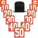 Jecery Set of 11 Football Yard Markers High Visibility Football Field Yard Line Markers Yardage Field Line Marking 12 Inch with Carrying Bag for Sporting Training (Orange White)