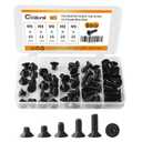 M8 x 10mm 12mm 16mm 20mm 25mm Flat Head Hex Socket Cap Screws Countersunk Bolts, 10.9 Grade Alloy Steel, Black Oxide Finish, Fully Threaded, Metric Allen Hex Drive, Assortment Kit 50Pcs