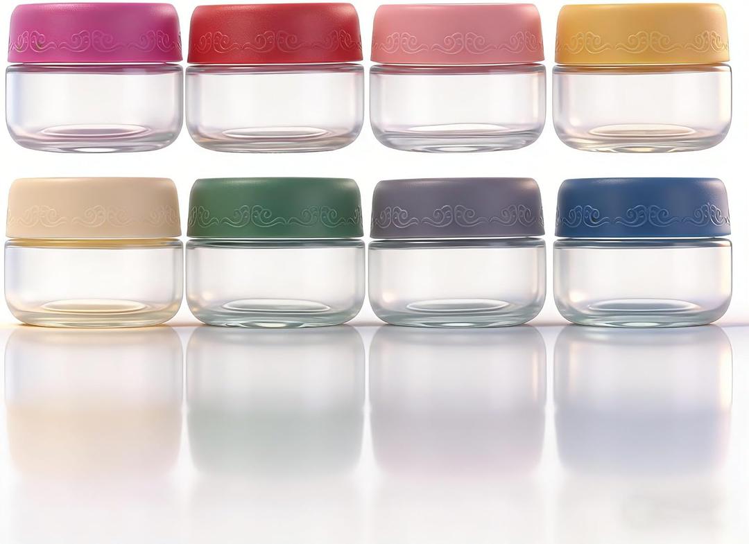 2oz 8Pack Glass Dressing Jars with Leakproof Lids, Containers for Sauce, Salad Dressing, Dips & Snacks  Reusable Glass Food Storage Cups for Lunch Box & Meal Prep(2oz-8Pack)