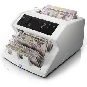 Safescan 2210 Money Counter Machine with Counterfeit Detection, Add/Batch Modes, LCD-Display, High-Speed Counts 1,000 bills per minute, 2 Point Counterfeit Check - Sorted Counter for All Currencies 