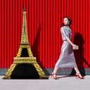 Leinuosen 6 ft Eiffel Tower Cardboard Cutout Stand up Lifesize French Theme Party Decoration Gold Eiffel Tower Photo Prop Backdrop Standup for France Night of Paris Theme Party Birthday Decor