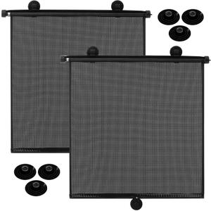 Blosssound 2 Pack Car Side Window Sun Shades Extra Wide Retractable Window Shades for Car Blocks Heat Roller Sunshade Visor for UV Rays Glare Protection Accessories(Black,20 x 20 Inch)