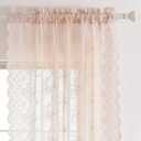 Kotile Blush Lace Curtains 45 Inch Length, Country Vine Floral Pattern Vintage Sheer Lace Curtains for Girls Room, Privacy Short Curtains 2 Panels Set, 52 x 45 Inch, Blush Pink