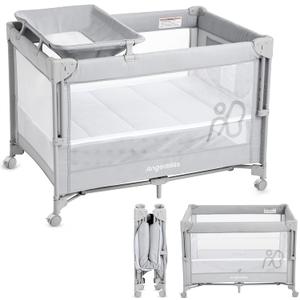 ANGELBLISS Baby Bassinet Bedside Crib, Pack and Play with Mattress, Diaper Changer, One-Push Setup Playards from Infants to Toddlers (Grey)