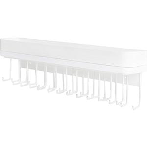 J JACKCUBE DESIGN Necklace Holder Wall Mounted Jewelry Organizer for Bracelet, Earrings and Rings with 25 Hooks - Aesthetic Room Decor Bedroom Shelf Rack (White) - MK124C