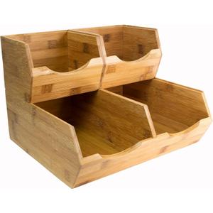 HOMESTEAD Bamboo Pantry Storage Bins - Stackable Baskets, Potato and Onion Storage for Pantry Organization, Set 3 Pieces