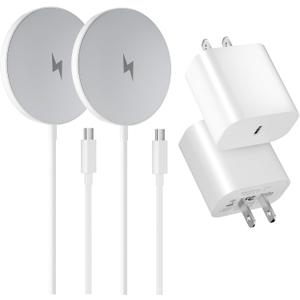 2 Pack Compatible with Apple MagSafe Charger, 15W Magnetic Wireless Charger Pad with USB C Fast Charging Blocks for iPhone 15/14/13/12 Series AirPods 3/2/Pro 2/Pro Mag-Safe Original Replacement