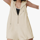 Rompers for Women Athletic Workout Hooded Romper Casual Zip-Front Neck Jumpsuits Overalls with Pockets
M