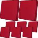Newwiee 8Pcs Patio Cushion Covers Stretch Outdoor Cushion Cover Replacement for Patio Furniture Sofa Couch Slipcovers, Soft Flexibility Washable Furniture Protector(Waterproof Pure,Wine Red)