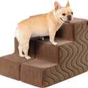 Dog Stairs for Bed, Dog Steps for Bed, Pet Steps for Small Dogs and Cats, Non-Slip Balanced Pet Ramp Indoor (Brown, 13.8" H x 14.5" W x 18" L, 3)