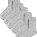 COTTON DAY Unisex Little Kids Youth Boys Girls Soft Cotton Crew Dress Socks Seamless Toe Black White Gray Navy 6 Pack (Medium, Plain Lt. Gray)