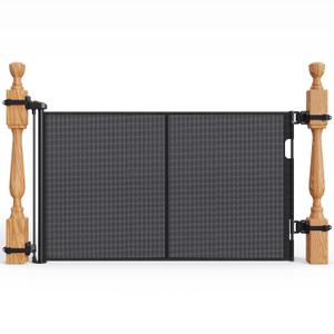 Upgraded Retractable Baby Gates for Stairs & Banister, Mesh Dog Gate Indoor, Extends to 55" Wide 33" Tall, Child Safety Gate for Stairway, Banister & Wall Mount (Black)