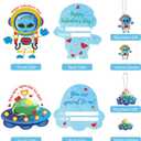 2 x SUKKI Valentines Day Cards for Kids - 32 Valentine Cards + 32 Cute Keychains + 32 Gift Envelopes with Temporary Tattoos, Perfect Space Flight Theme Greeting Exchange Cards for Classmates Party Favors