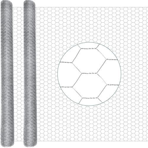 GlikCeil, 48 in x 100 ft Chicken Wire Fencing Metal Floral Chicken Wire Mesh for Crafts Poultry Garden, 1 Inch Hexagonal Galvanized Hardware Cloth Netting for Poultry Coop Barrier Rabbit Cage (Silver)