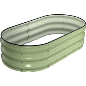 Winpull Raised Garden Bed Kit, 4x2x1 ft Galvanized Planter Box Outdoor with Safety Edging, Large Metal Raised Beds for Gardening Vegetables Flower Herb (Avocado Green)