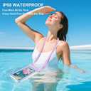 Waterproof Phone Pouch Floating, IP68 Case, Glitter Purple | for iPhone 16/Galaxy S24 | Up to 7.0'' | with Adjustable Lanyard | Dry Bag Beach Essentials | 1 Pack