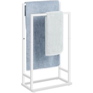 Towel Rack, 2 Tier Stainless Steel Towel Racks Stand for Bathroom, Hand Towel Drying Rack Holder, Towel Bar Stand Blanket Rack, White