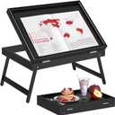 Artmeer Bed Tray Table Breakfast Food Tray with Folding Legs Serving Tray for Laptop Desk, Sofa,Platters,TV,Snack,Eating Tray(Black, Medium)