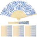 50pcs Blue Floral Hand Fan Paper Fans Handheld Bulk Fan for Wedding Guest for Wedding Fans for Guests Bridal Shower Wedding Bridesmaid Thank You Gift Decorations
