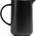 Over&Back Coupe Stoneware Pitcher - Elegant Water Pitcher for Home Decor and Beverages - 42 Oz - Semi-Matte Black