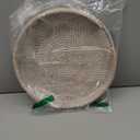 11.8 inch Round Rattan Tray, Decorative Coffee Table Trays, Ottoman Tray, Woven Serving Tray with Handles, Wicker Serving Basket, Whitewash