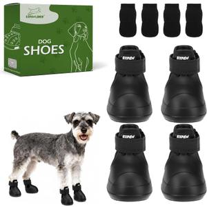 EXPAWLORER Dog Shoes for Small Medium Large Dogs, Waterproof Non-Slip Dog Snow Booties for Winter with Socks, Easy On & Off Pet Boots & Paw Protectors, Easy-Clean for Beach Outdoor Rain (Black S) (Size 3/S (Paw Width:1.6in))