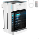 Portable Air Conditioners, Dual Motor & Fan Blades Evaporative Air Cooler with Remote, 3 Speeds & 3 Mist, Colorful Night Light Cooling Fan with 2-8H Timer, Personal AC Unit for Bedroom Office