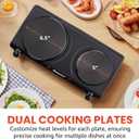 Elite Gourmet EDB-302BF# Countertop Double Cast Iron Burner, 1500 Watts Electric Hot Plate, Temperature Controls, Power Indicator Lights, Easy to Clean, Black