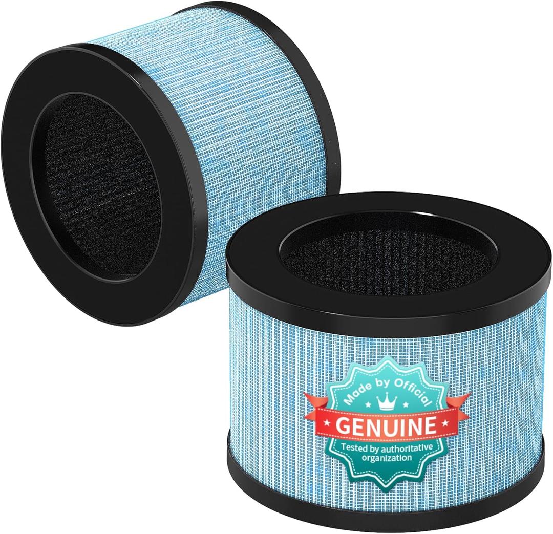 2-Pack VOOPNU JH12 Replacement Filter, 4-Stage H13 True HEPA&Efficiency Activated Carbon, for up to 99.97% of Pet Hair, Smoke, Harmful Particles and Common Household Pollutants, Stander Version, Blue
