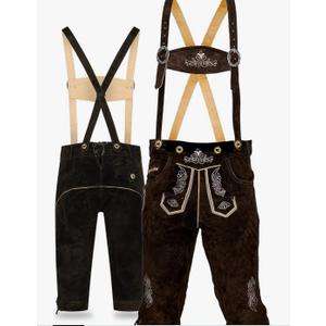 STEIGENHÖFER Lederhosen Men Knee-Length – Authentic German Bavarian Lederhose – Real Leather Oktoberfest Costume – Trachten