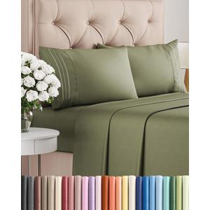 Queen Size 4 Piece Sheet Set - Comfy Breathable & Cooling Sheets - Hotel Luxury Bed Sheets for Women & Men - Deep Pockets, Easy-Fit, Soft and Wrinkle Free Sheets - Sage Green Oeko-Tex Bed Sheet Set