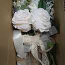 Wedding Bouquets for Bride Bridesmaid,White Champagne Artificial Roses Flowers for Wedding Church Decoration (7.5in)