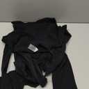 Women's Sexy 2 Piece Set Mesh Jumpsuit Hollow Long Sleeve Sexy Bodysuit Top and High Stretch Legging Set (Black) L/XL