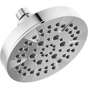 Delta 6-Setting Chrome Shower Head with High Pressure Spray, 6 Inch Round Shower Head, Showerheads, 1.75 GPM Flow Rate, Chrome 52535