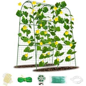 Cucumber Trellis for Raised Bed 32" L x 48" H, U-Shape Garden Trellis for Climbing Plants Outdoor, Metal Arch Trellis for Vegetables, Plant Support for Tomato Pea Zucchini Grape Flowers