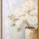 KBKBART Framed Wall Art Vintage, Farmhouse Decor White Hydrangeas Muted Vintage Floral Bathroom Canvas Painting, Flower Prints Canvas Wall Art for Bedroom, Living Room, Gallery, Vintage Wall Decor(12"x16")
