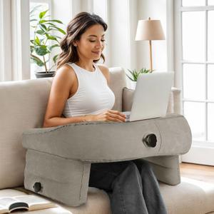 cjc Reading Pillow for Gaming, Gaming Pillow, Hight Adjustable Lap Desk Pillow for Reading, Working, Crocheting or Sitting in Bed Floor Sofa (Grey)
